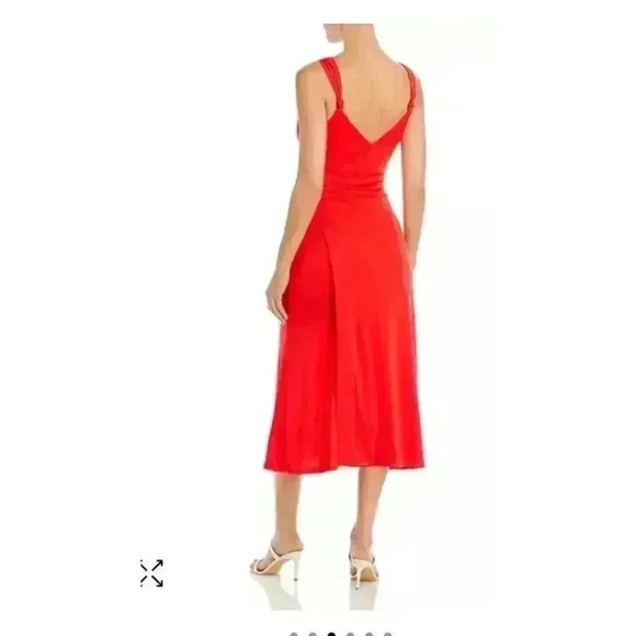 NWT Cinq à Sept Delia Sleeveless Faux Wrap Dress Women's 6 Red Chili Peppers - Picture 5 of 15